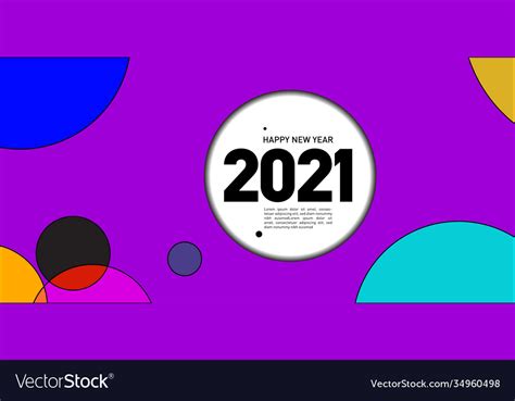 New Year 2021 Colorful Circle And Dot Geometric Vector Image