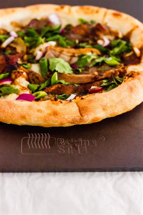 Peking Duck Pizza With Caramelized Onions And Hoisin Sauce Sift And Simmer