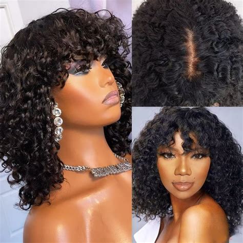 SUFEEY 2x1 Lace Echthaar Perücke 10 Zoll Short Kinky Curly Human Hair