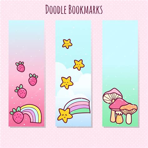 Premium Vector Hand Drawn Kawaii Doodle Bookmarks