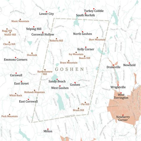 CT Litchfield Goshen Vector Road Map Digital Art by Frank Ramspott | Pixels