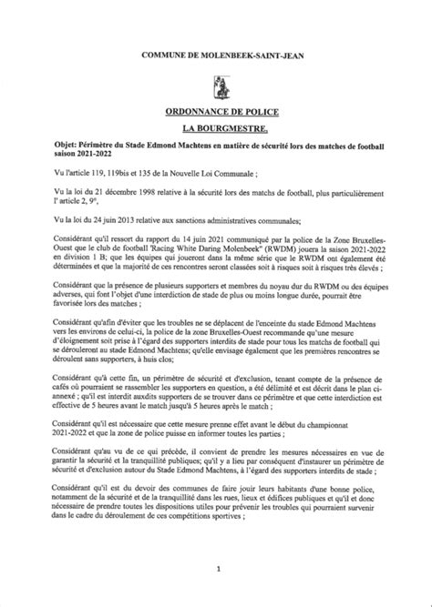 Ordonnance De Police Rwdm