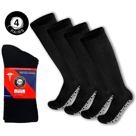Brooklyn Socks 4 Pairs Non Skid Non Binding Loose Fit Over The