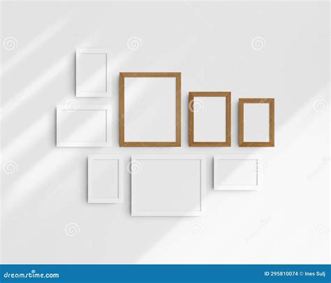 Gallery Wall Mockup Set White And Cherry Wood Frames Clean Modern