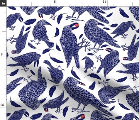 Indigo Ravens Fabric Spoonflower