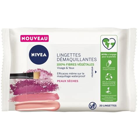 NIVEA Lingettes démaquillantes douceur Peaux sèches 20 unités