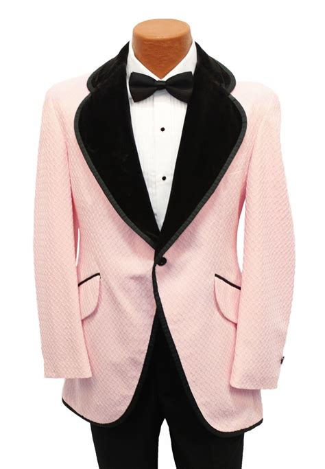 Mens Vintage Pink Tuxedo Jacket With Black Velvet La Gem