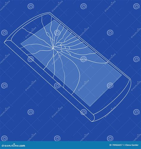 Vectorillustratie Van Gebroken Mobiele Telefoon De Barst Op Het Scherm