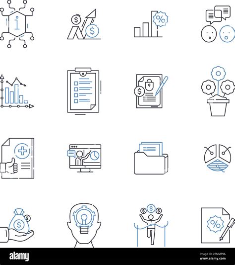 Financial Resource Management Line Icons Collection Budgeting