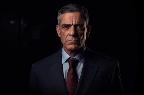 Premium AI Image Portrait Of Mature Businessman In Suit Looking At Camera On Black Background