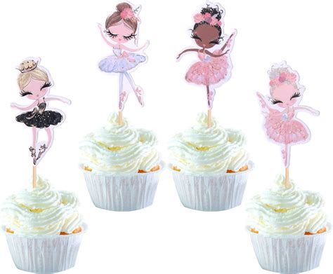 24 Stück Ballerina Cupcake Toppers Tanzende Mädchen Ballerina