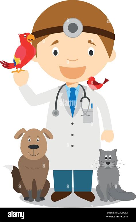 Cute cartoon vector illustration of a veterinarian Stock Vector Image ...