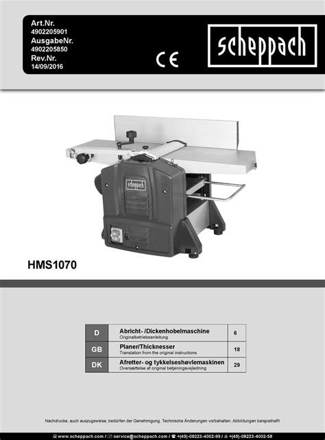 Scheppach Hms Translation From The Original Instructions Pdf