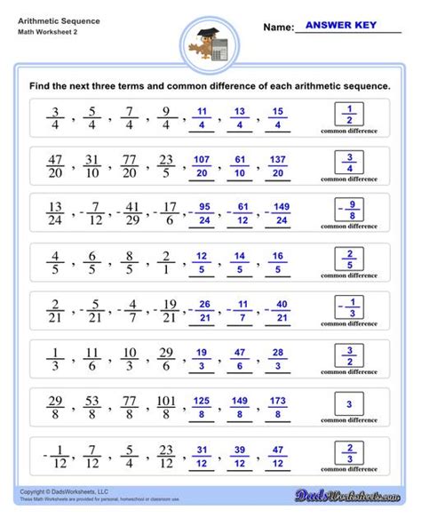 number sequences worksheet - fraction math worksheets - megachefsu