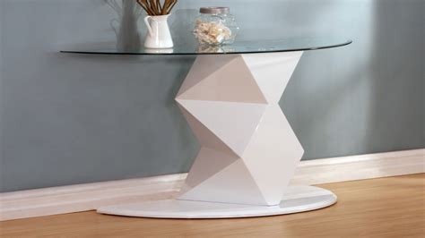 White High Gloss Glass Coffee, Side, Console Table - Homegenies