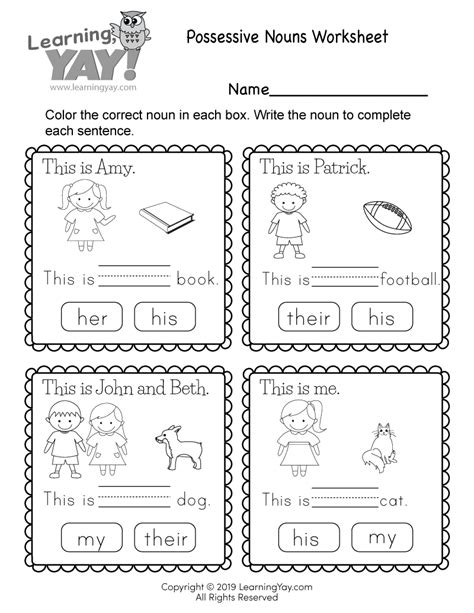 Possessives Worksheet 1st Grade