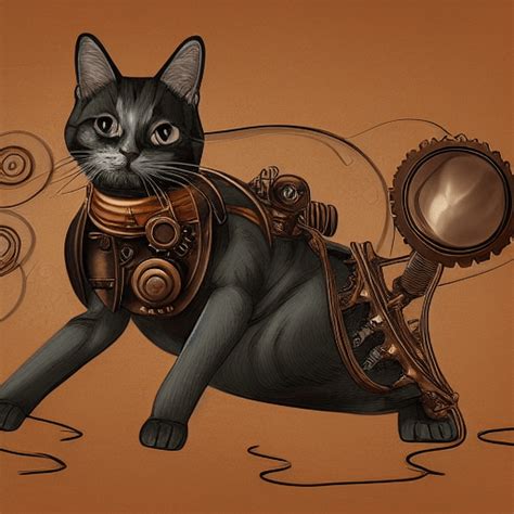 Steampunk Cat Digital Art 4k · Creative Fabrica