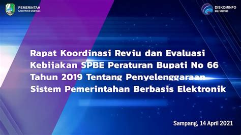 Rapat Koordinasi Reviu Dan Evaluasi Kebijakan Spbe Peraturan Bupati No