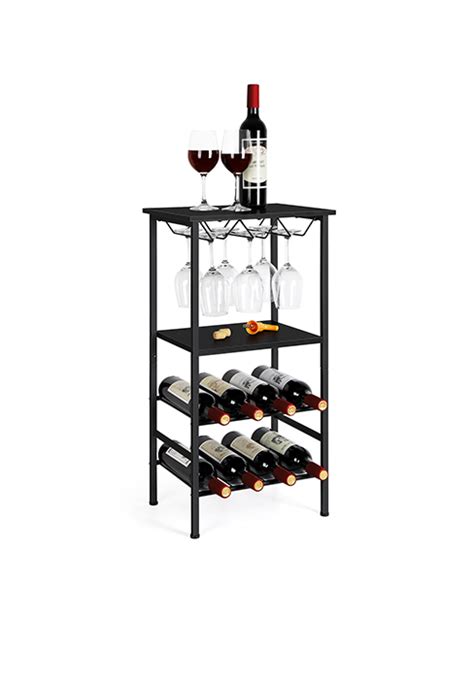 Wine Rack Freestanding Floor Rustic Wine Holder Stand With Wine Storage And Bottle Shelf 16