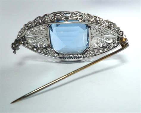 Art Deco Aquamarine Diamond Platinum Broochpendant Necklace At 1stdibs