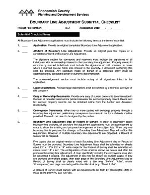 Fillable Online Boundary Line Adjustment Checklist Snohomish County