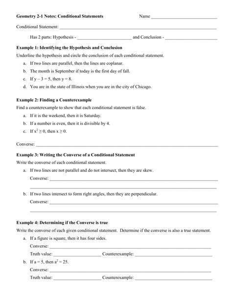 Writing Conditional Statements Worksheet