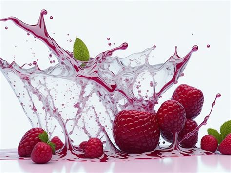 Premium Photo Raspberries In Juice Splash Isolated On A White And