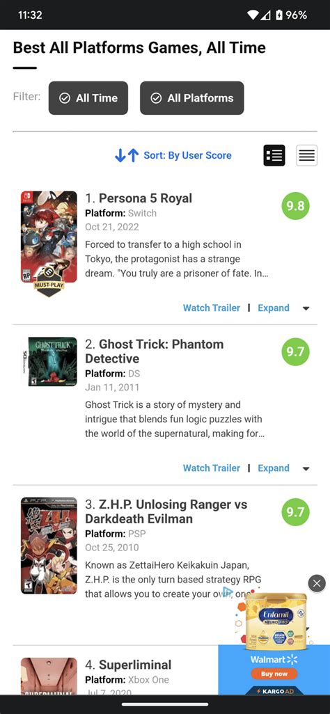 Highest Rated Metacritic Game Based On User Score Rpersona5