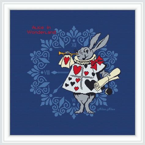 Cross Stitch Pattern Rabbit Clock Alice In Wonderland Hare Inspire