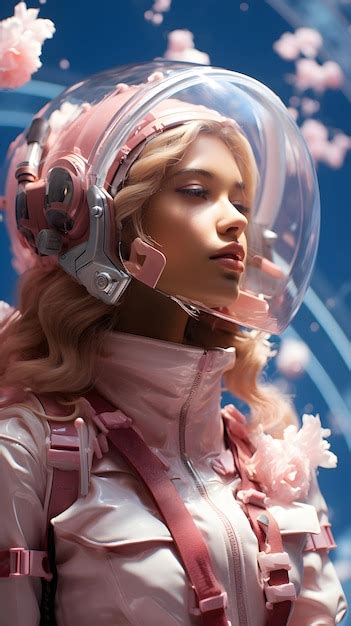 Premium AI Image An Attractive Girl In An Astronaut S Helmet And