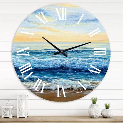 Coastal Beach House Art Ocean Wave Wall Clock Home Living Home D Cor