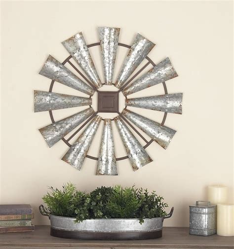 Deco 79 Metal Windmill Wall Decor 30 X 1 X 30 Silver Everything Else