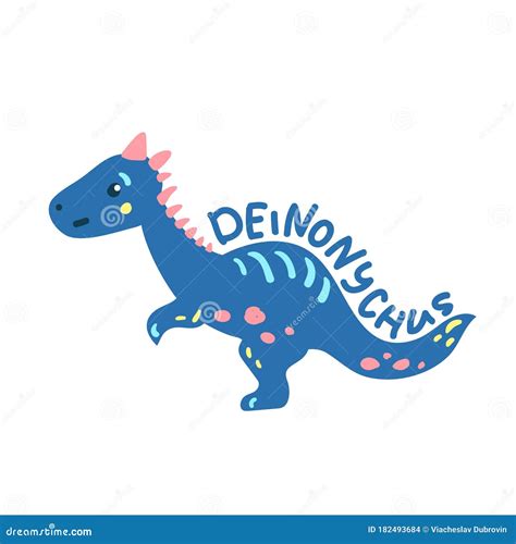 Cartoon Dinosaur Deinonychus Cute Dino Character Isolated Playful