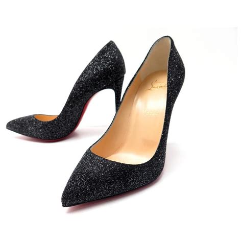 New Christian Louboutin Shoes Pigalle Follies Glitter Shoes Black