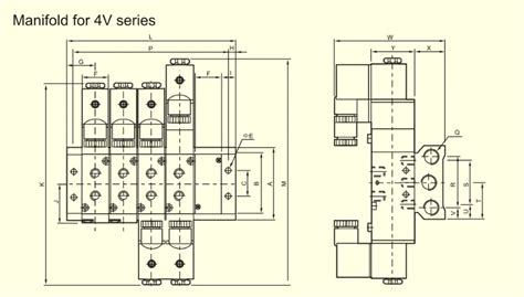 4v Series Solenoid Valve For Manifold Aluminum Alloy Base Pneumatic ...