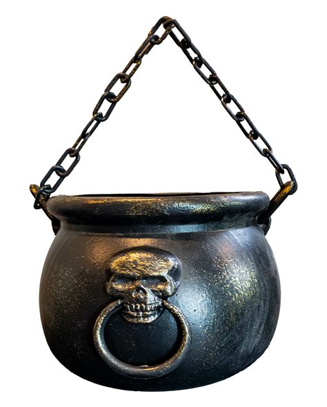 Witch Cauldron With Skull And Chain 14cm Halloween Decoration Horror