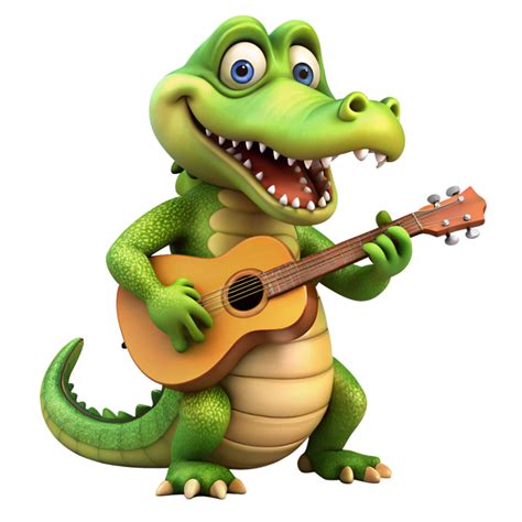 Crocodile Playing Guitar Like A Rockstar 49891060 PNG