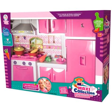 Kit Cozinha Infantil Completa Geladeira Fog O Brinquedo Rosa Em