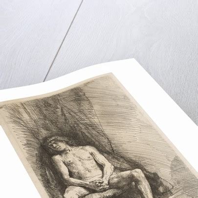 Nude Man Seated Before A Curtain 1646 Posters Prints By Rembrandt