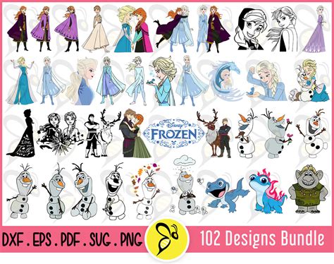 100 Frozen Princess SVG Vector Art Designs Bundle Frozen Etsy