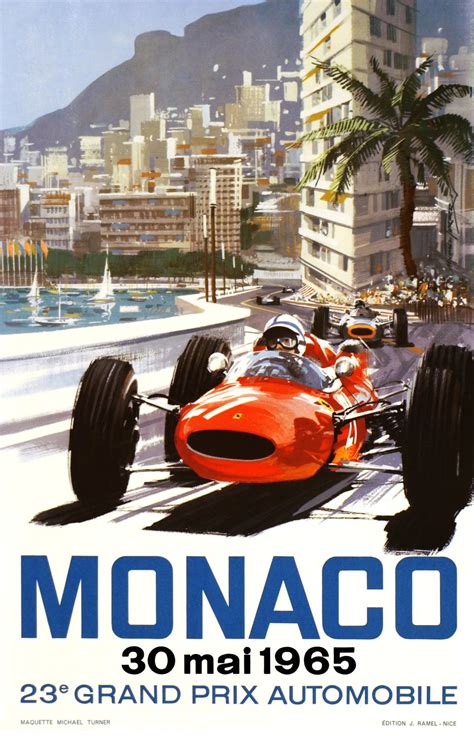 Affiche Ancienne Monaco 30 Mai 1965 23e Grand Prix Automobile