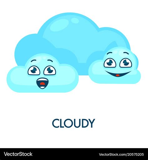 Cloudy weather symbol with blue soft happy clouds Vector Image