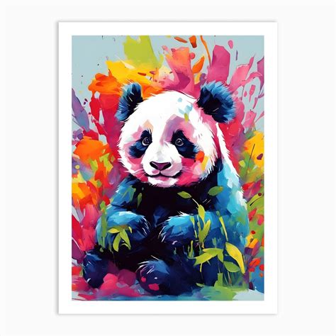 panda bear art print  digital bloom fy