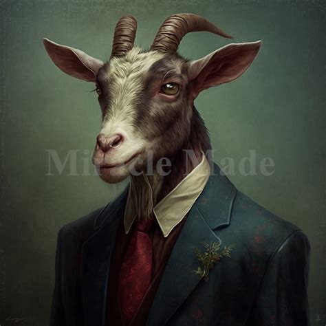 Goat In Dark Green Suit Etsy