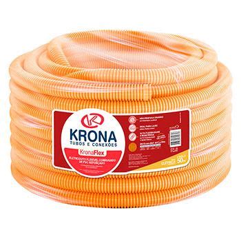 Eletroduto Corrugado PVC 25mm 50m Reforçado Laranja Ref 1236 KRONA