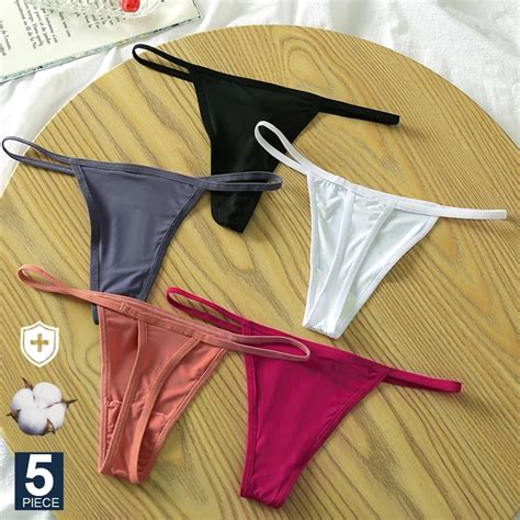 FINETOO 5Pcs Set Sexy Women G String Low Waist Panties Intimate