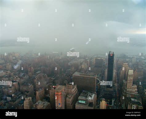 Aerial views of New York City in the storm, USA Stock Photo - Alamy