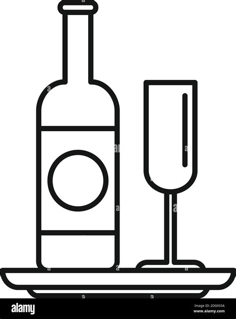 Room Service Wine Bottle Icon Outline Style Stock Vector Image Art