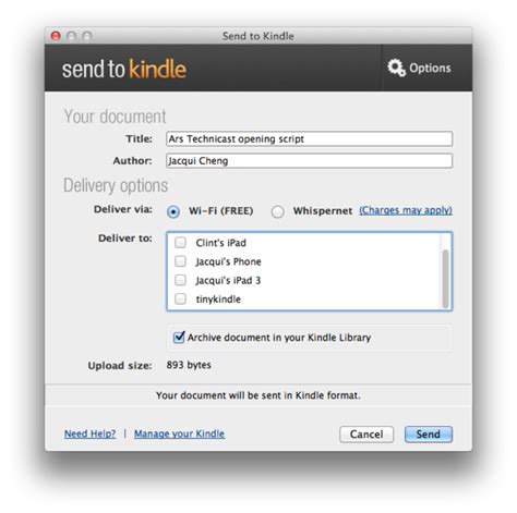 Amazon Releases Send To Kindle” Desktop Software For The Mac Ars