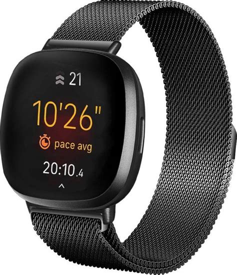 YONO Bandje Geschikt Voor Fitbit Versa 3 Sense Milanees Zwart